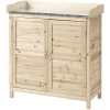 Outsunny Gartenschrank Mit Verzinkten Griffen Und Erhöhtem Rand Natur 7
