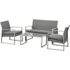 Outsunny Sitzgarnitur 4-teilig Aus Polyrattan Grau 7